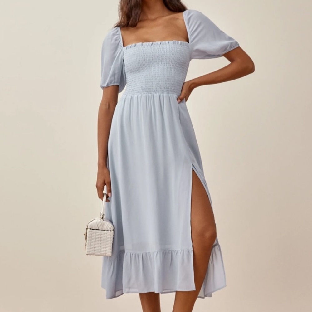Reformation Meadow Blue Midi Dress M NWOT